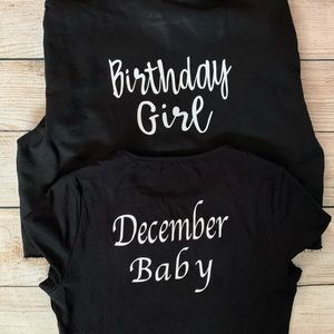 Birthday Girl Custom Month Girl's Graphic Shirt